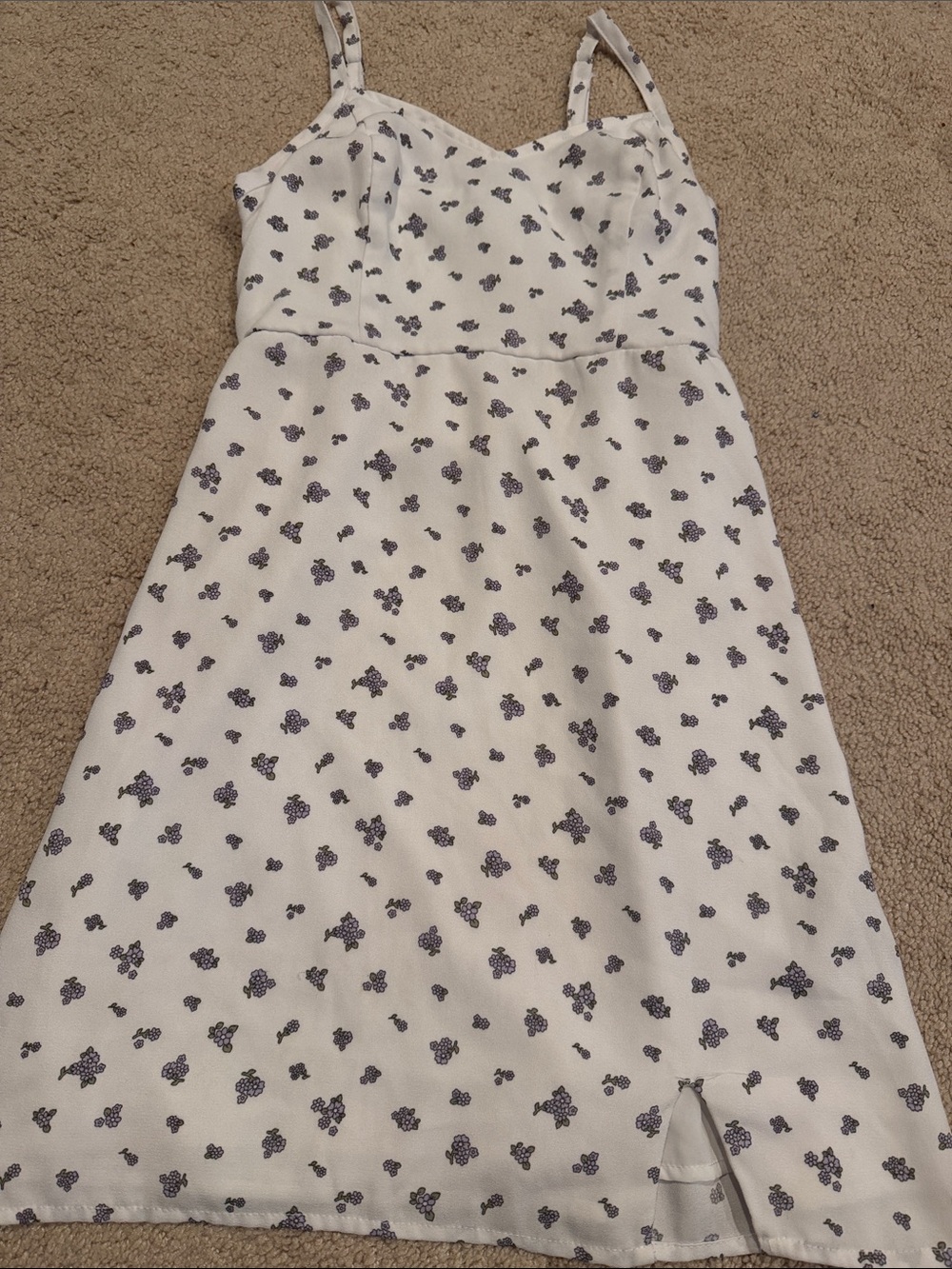 Hollister Y2K White Floral Slip Dress with Purple flowers Sz XS